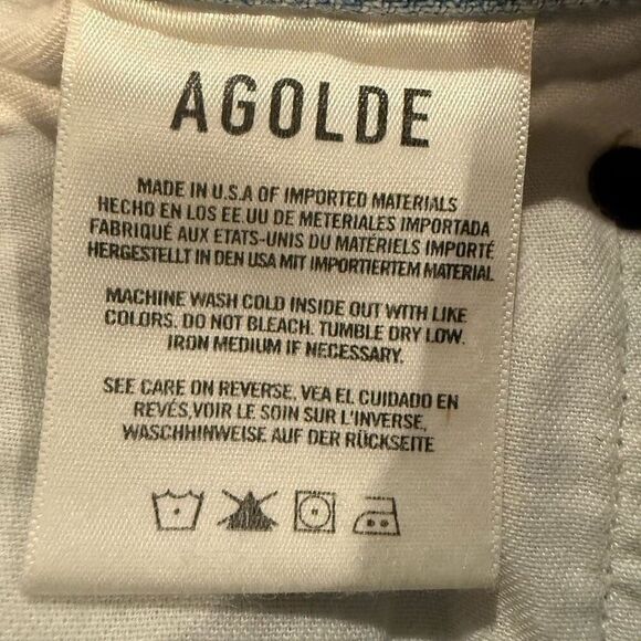 Agolde Slice Denim Pleated Button Fly Mini Skirt Size 26 - Picture 10 of 12